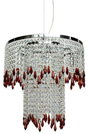 Żyrandol Vienna klasyczny kaskadowy do salonu 6-punktowy chrom bursztynowy