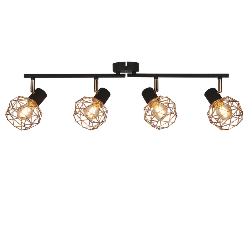 Lampa sufitowa Acrobat listwa ze szklanymi kloszami regulowana 4-punktowa