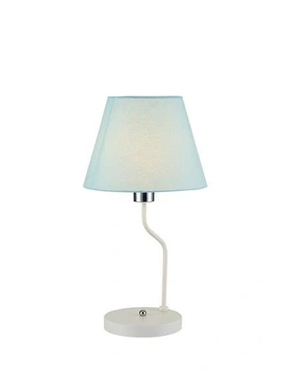 Lampka nocna York niebieski klosz klasyczna E14 biała podstawa