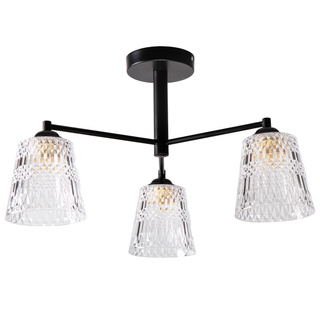 Lampa wisząca Kair potrójna z kloszem do salonu czarna metalowa E27