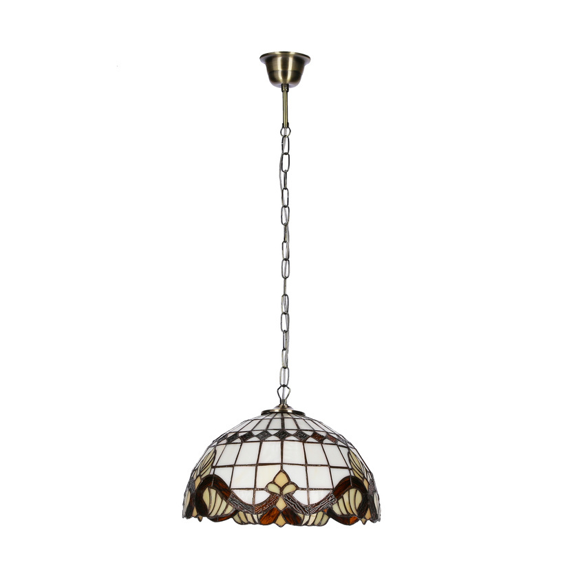 Marsala lampa patynowy 1x60 e27 klosz witrażowy