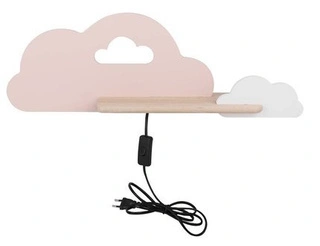 Kinkiet Cloud do pokoju dziecięcego z półką LED zintegrowany różowo-biały
