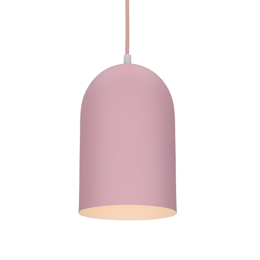 Lampa wisząca Oss Ledea różowa metalowa pojedyncza do salonu E27