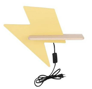 Kinkiet Lightning dziecięcy z półką LED zintegrowany żółty drewno