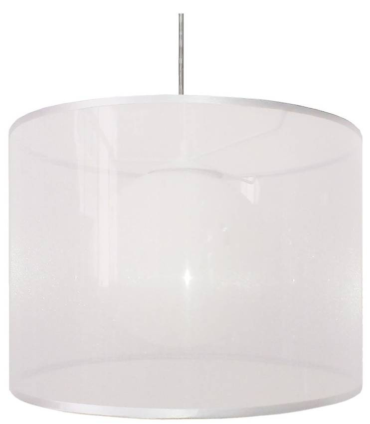 Lampa wisząca z abażurem Chicago biała pojedyncza do salonu