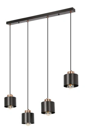 Lampa wisząca Olena czarna metalowa 4-płomienna na belce do salonu nad stół