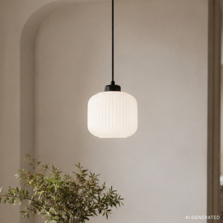 Lampa wisząca Estilo szklana z białym kloszem pojedyncza do salonu E27