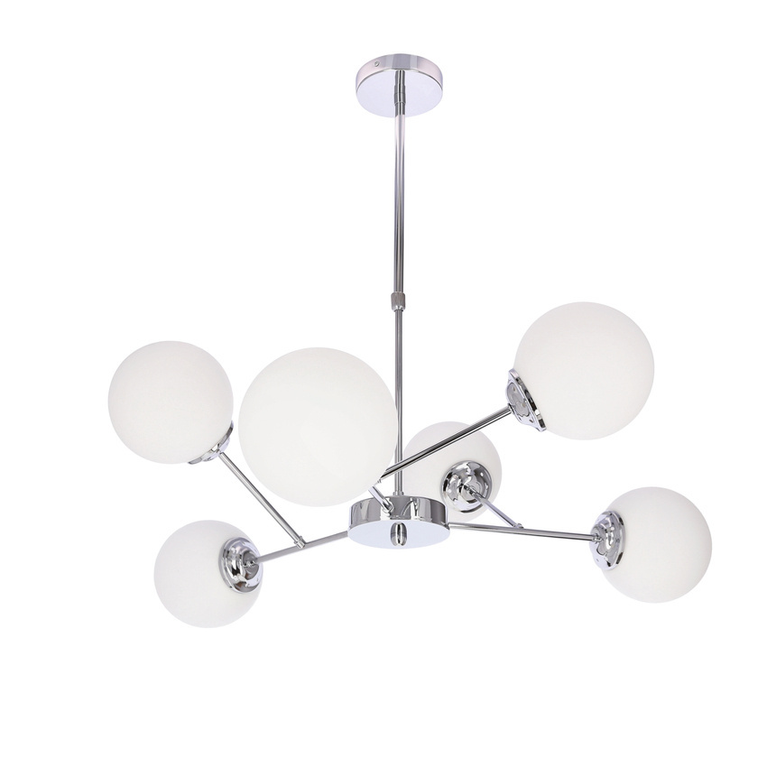 BELWEDER lampa wisząca chromowy 6x40W E14 klosz biały 36-39842