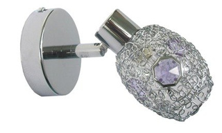 Kinkiet Golden szklany z kryształami chrom fioletowy do salonu G9 Candellux