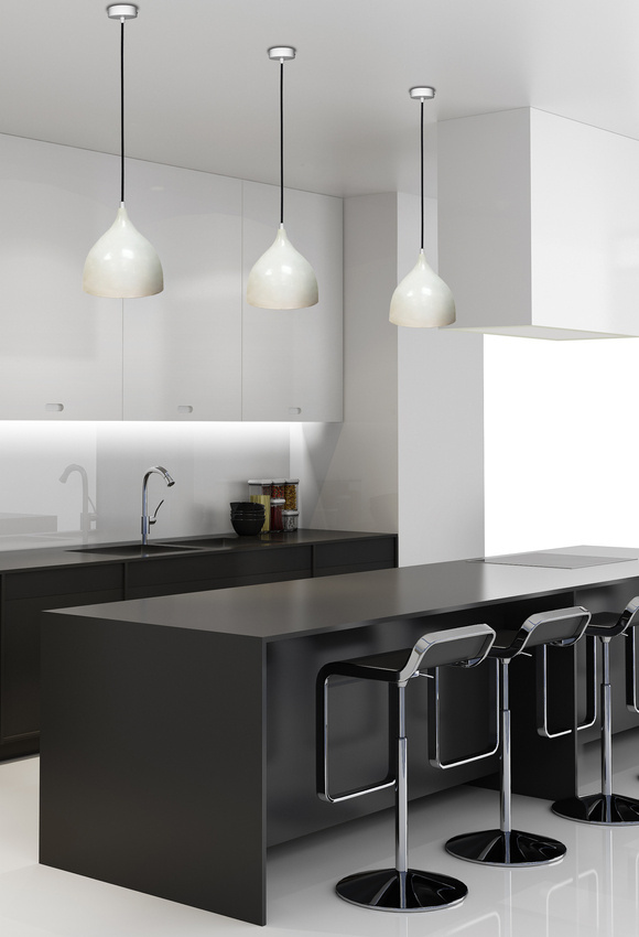 Lampa wisząca Ystad metalowa biała do kuchni pojedyncza E27 1x40W