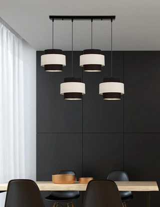 Lampa wisząca z abażurami Benta czarna potrójna do salonu i jadalni
