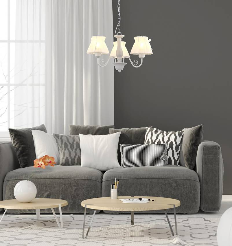 Lampa wisząca z abażurami Zefir biała klasyczna do salonu 3xE27