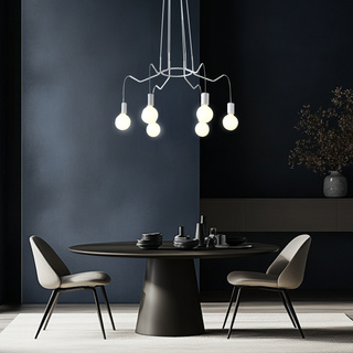 Lampa wisząca Basso biała matowa 6-punktowa do salonu i jadalni E27 metal