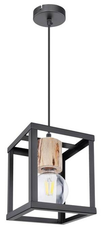 Lampa wisząca Retro czarna metalowa kostka pojedyncza do salonu E27