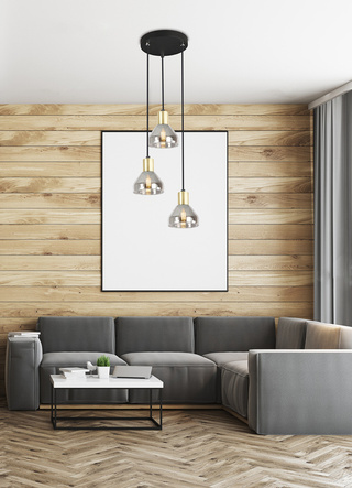 Lampa wisząca Gregory szklana potrójna czarno‑złota do salonu 3xE14
