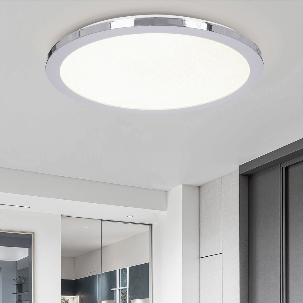 Plafon do łazienki PIXEL – srebrny 40 cm - okrągły plafon LED z funkcją ściemniania 3000K 24W IP44