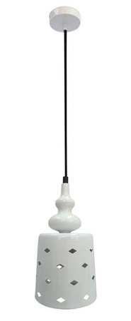 Lampa wisząca Hamp biała metalowa pojedyncza do salonu i jadalni E27