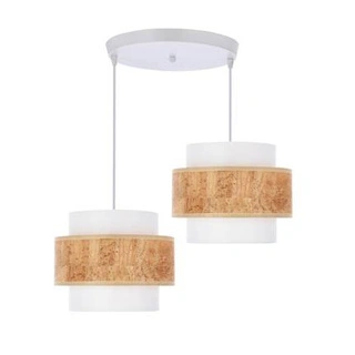 Lampa wisząca z abażurami Cork biała podwójna do jadalni nad stół