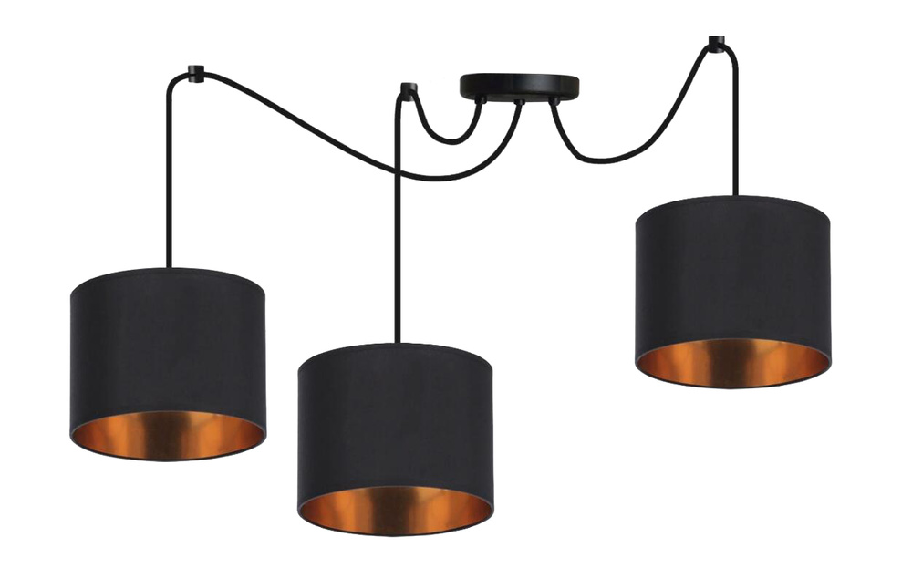 Lampa wisząca z abażurami Candida potrójna czarna do salonu nad stół