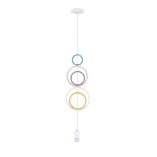 Lampa wisząca do pokoju dziecięcego Hoops kolorowe obręcze metalowa drewniana E27