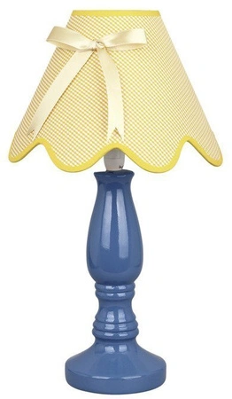 Lampka nocna Lola niebiesko-żółta klasyczna z abażurem E14