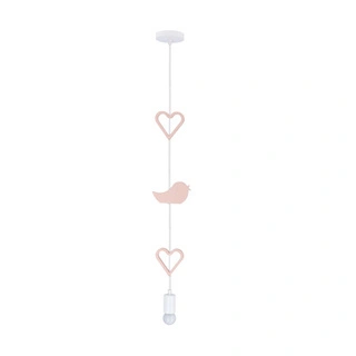 Lampa wisząca do pokoju dziecięcego Heart serce różowa metalowa E27 drewno MDF