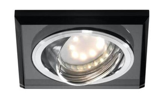 Oczko sufitowe kwadratowe ruchome czarne szklane MR16 nowoczesne