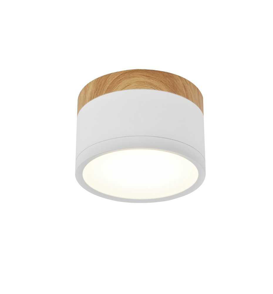 Lampa sufitowa tuba Tuba biała drewniana LED 9W natynkowa okrągła
