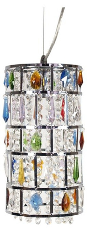 Lampa wisząca Maroco tuba kryształowa metalowa srebrna E14 do salonu