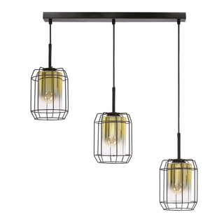 Lampa wisząca Jonera potrójna z kloszem szklanym złotym do salonu E27