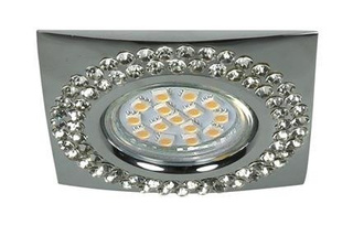 Oczko sufitowe kwadratowe chrom kryształowe GU10