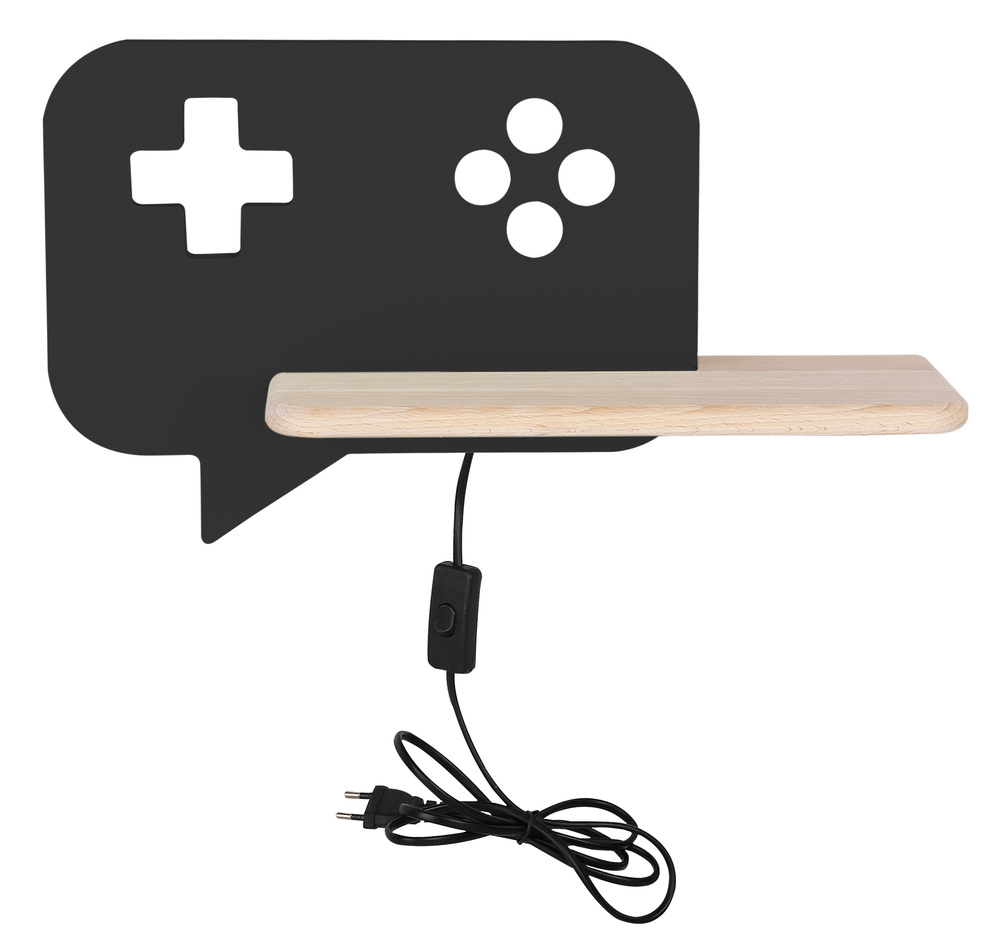 Kinkiet Console do pokoju dziecięcego z półką LED z przewodem czarny
