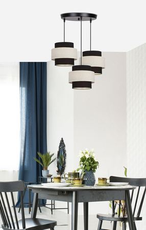 Lampa wisząca z abażurami Benta czarna potrójna do salonu nad stół