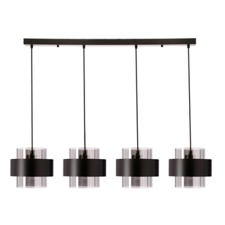 Lampa wisząca Spiega czarna szklane klosze dymione 4-płomienna nad stół E27