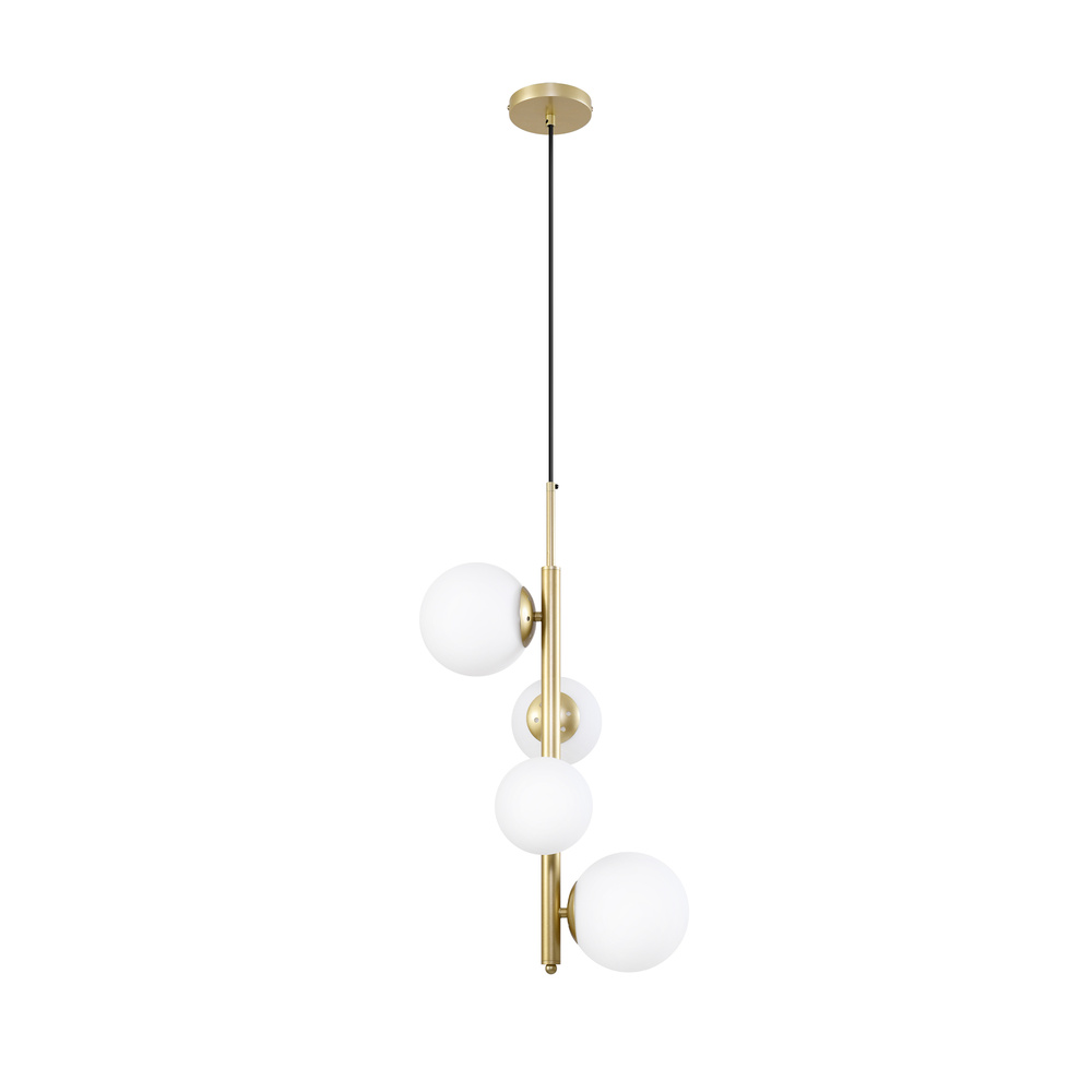 Lampa wisząca Cordel kule do salonu złoty mosiądz białe klosze 4x G9 LED
