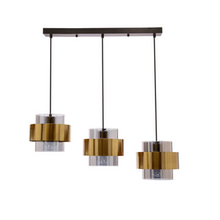 Lampa wisząca z abażurami Spiega czarno‑mosiężna 3-płomienna do jadalni E27