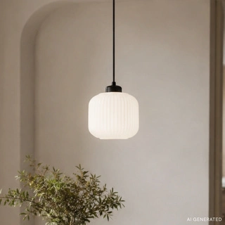Lampa wisząca Estilo szklana z białym kloszem pojedyncza do salonu E27