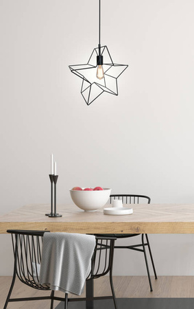 Lampa wisząca Gwiazdka metalowa druciana czarna 1 punkt światła E27 nad stół