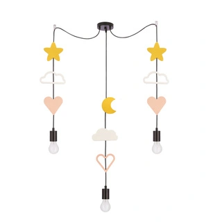 Lampa wisząca do pokoju dziecięcego Trio gwiazdki serca chmurki czarna metalowa E27
