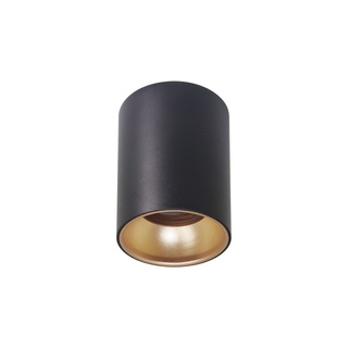Lampa sufitowa tuba czarno‑złota metalowa pojedyncza GU10 natynkowa