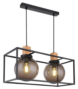 Lampa wisząca Retro 2 czarna loftowa podwójna szklane kule dymione 2xE27