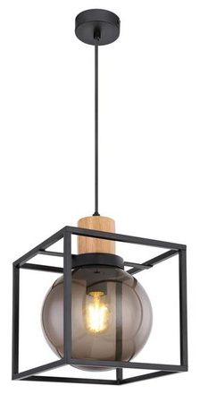 Lampa wisząca Retro kula szklana dymiona czarna pojedyncza do salonu E27