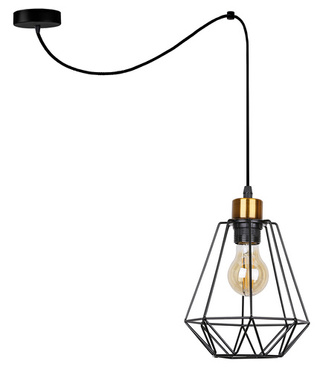 Lampa wisząca Primo loft czarna złota druciana do salonu 1xE27 metal
