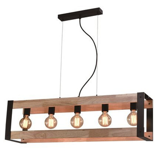 Lampa wisząca Varna nad stół czarna drewniana 5-punktowa loft E27