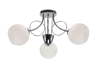 Lampa wisząca Fanta potrójna szklana z kloszem białym do salonu chromowa