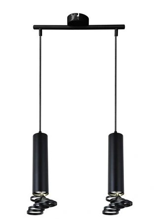Lampa wisząca tuba podwójna czarna metalowa GU10 regulowana wysokość