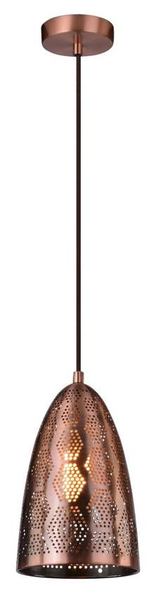 Lampa wisząca Sfinks stożek metalowa ażurowa miedziana do salonu E27