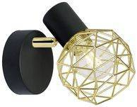 Kinkiet Acrobat czarny ażurowy klosz złoty regulowany do salonu E14