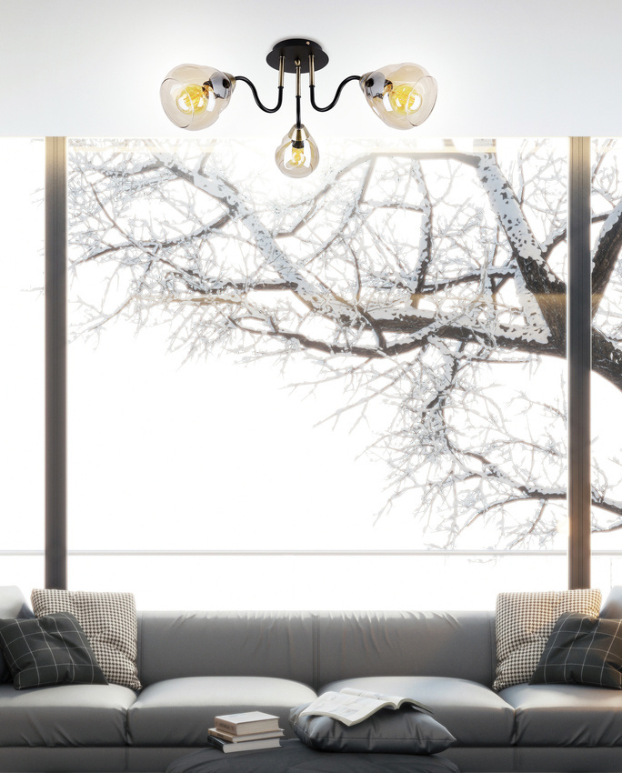 Lampa sufitowa Unica ze szklanymi kloszami 3-punktowa do salonu