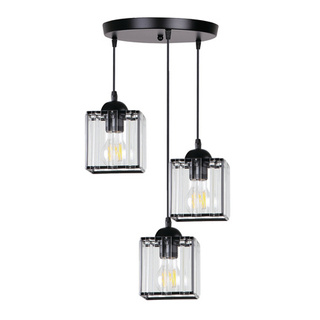 Lampa wisząca Glassia potrójna z kloszem akrylowym czarna do salonu E27